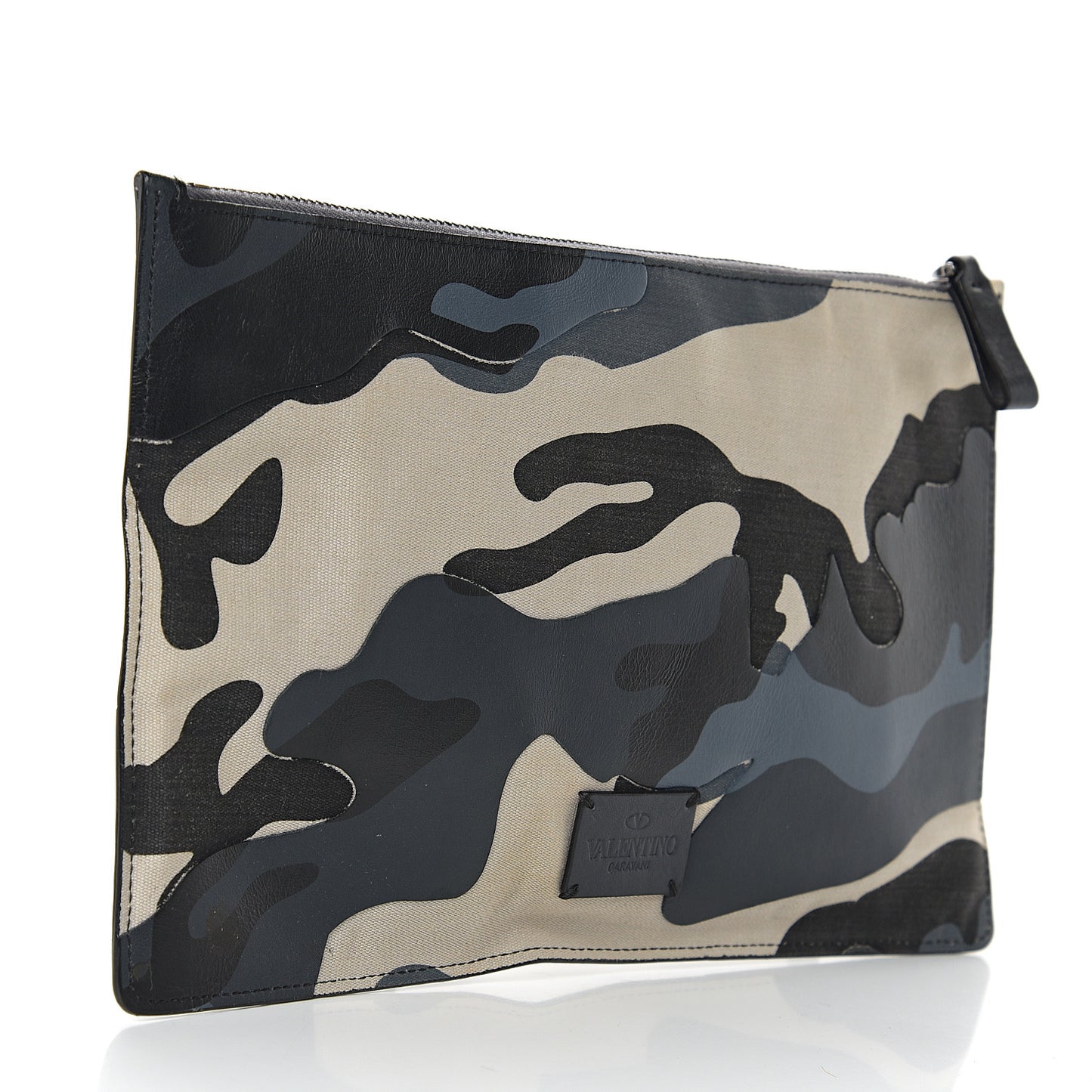 Nappa Canvas Camouflage Zip Pouch Blue Multicolor