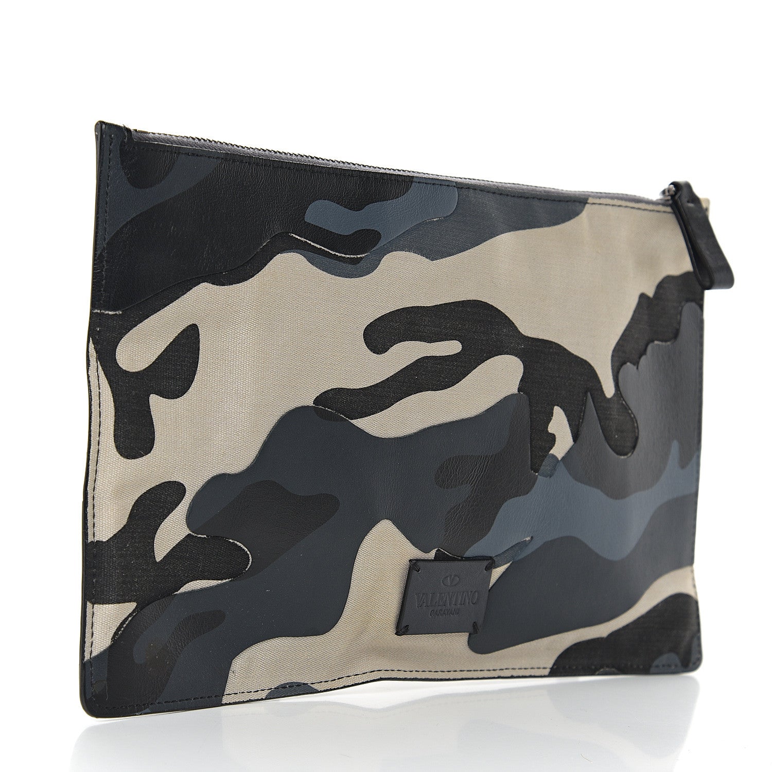 Valentino Garavani Nappa Canvas Camouflage Zip Pouch Blue Multicolor 2 of 5
