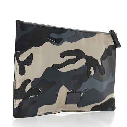 Valentino Garavani Nappa Canvas Camouflage Zip Pouch Blue Multicolor 2 of 5