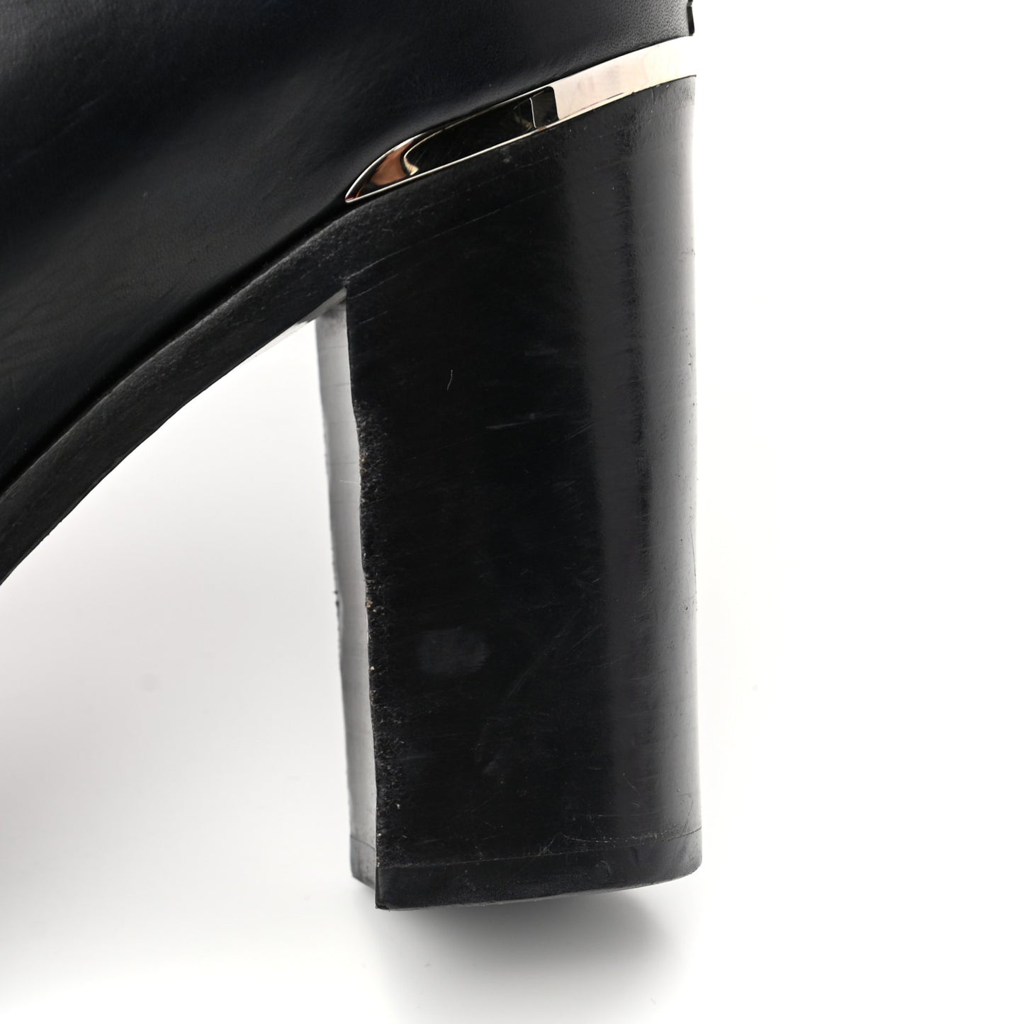 Calfskin CC Cap Toe Knee High Boots 37 Marine Fonce