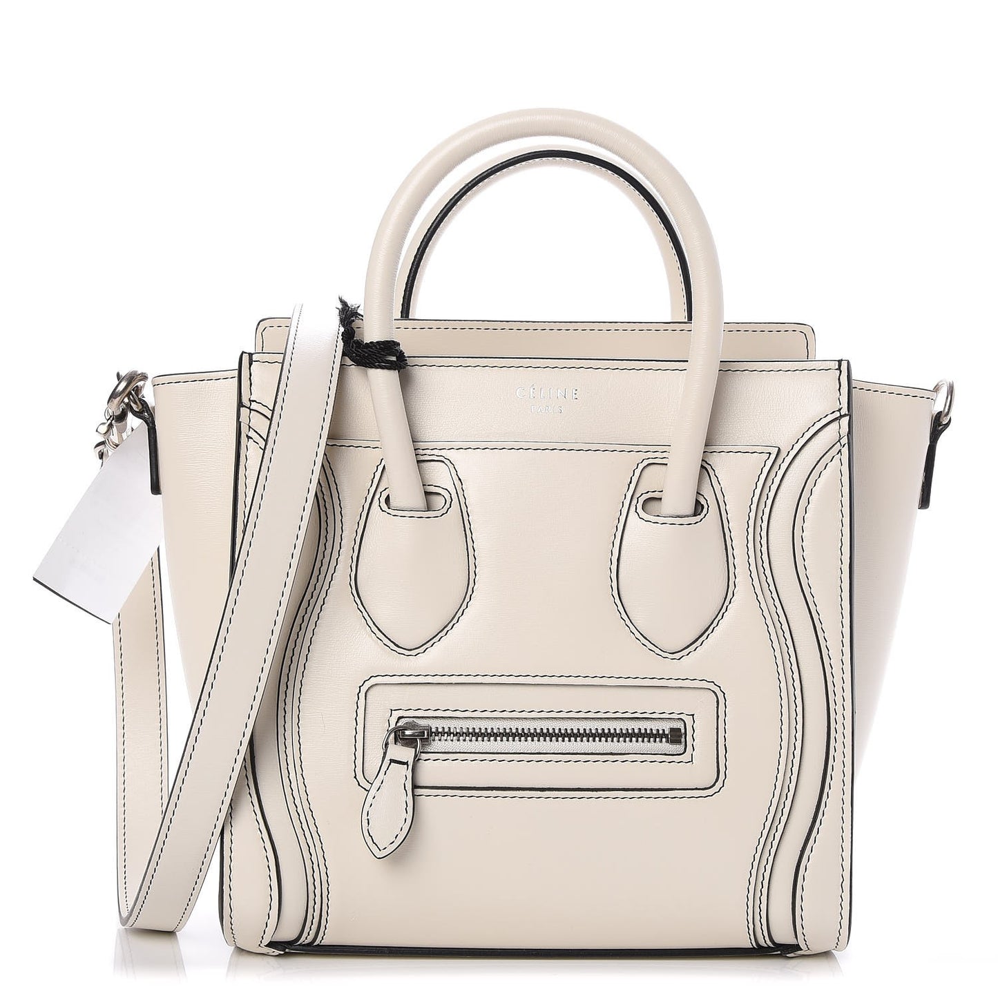 Satin Calfskin Nano Debossed Luggage White