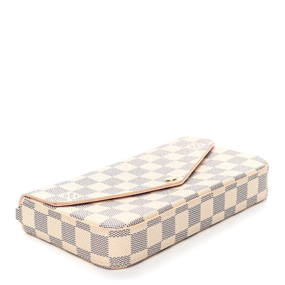 Louis Vuitton Damier Azur Pochette Felicie Chain Wallet Rose Ballerine 4 of 6