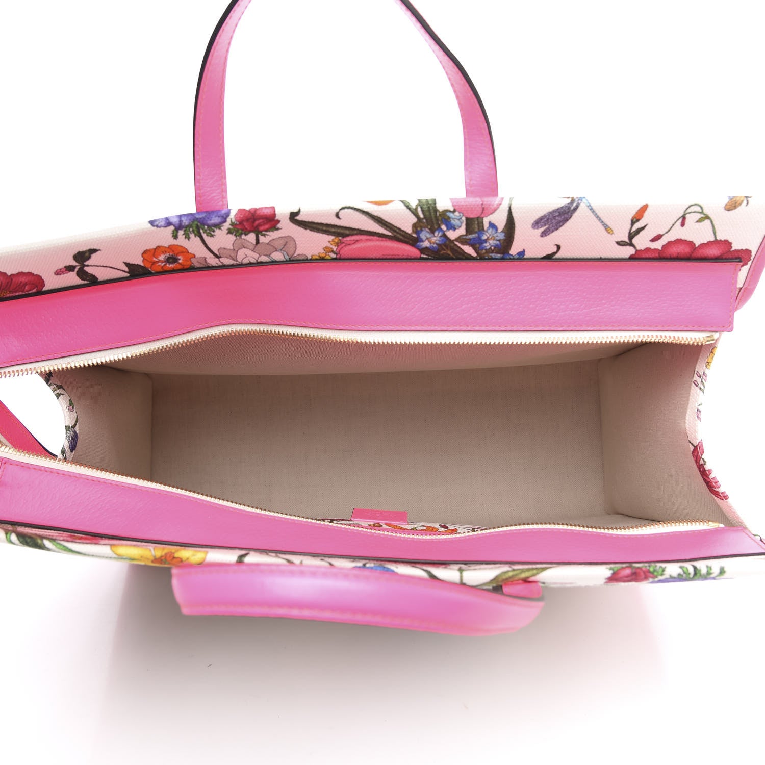 Gucci Canvas Large Flora Tote Pink Multicolor Fuchsia 5 of 9
