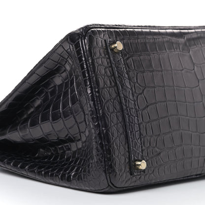 Hermes Matte Porosus Crocodile Birkin 35 Black 8 of 12