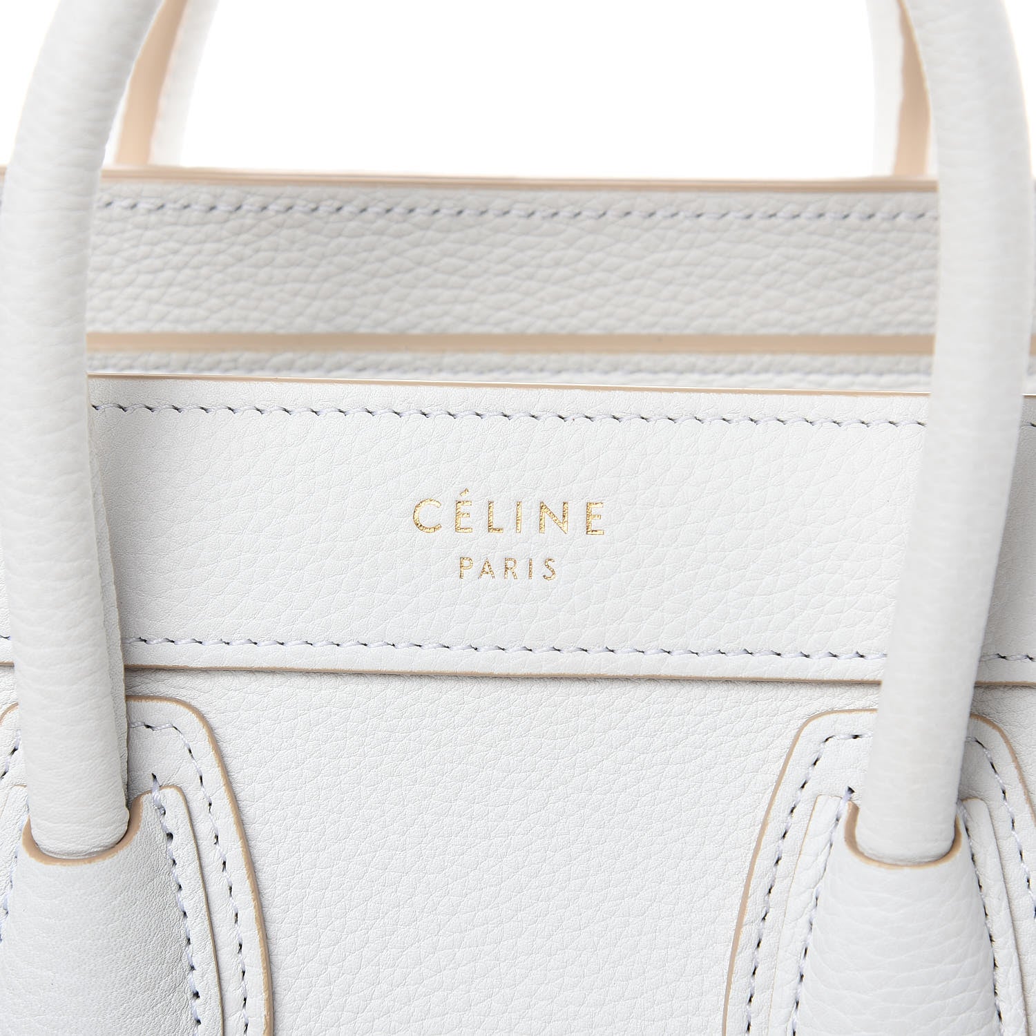 Celine Drummed Calfskin Nano Luggage Optic White 11 of 12