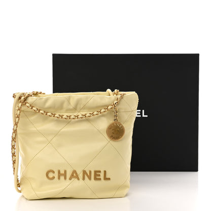 Chanel Shiny Calfskin Quilted Mini Chanel 22 Light Yellow 10 of 10
