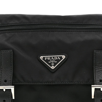 Prada Re-Nylon Vela Saffiano Pocket Double Buckle Messenger Shoulder Bag Black 9 of 11