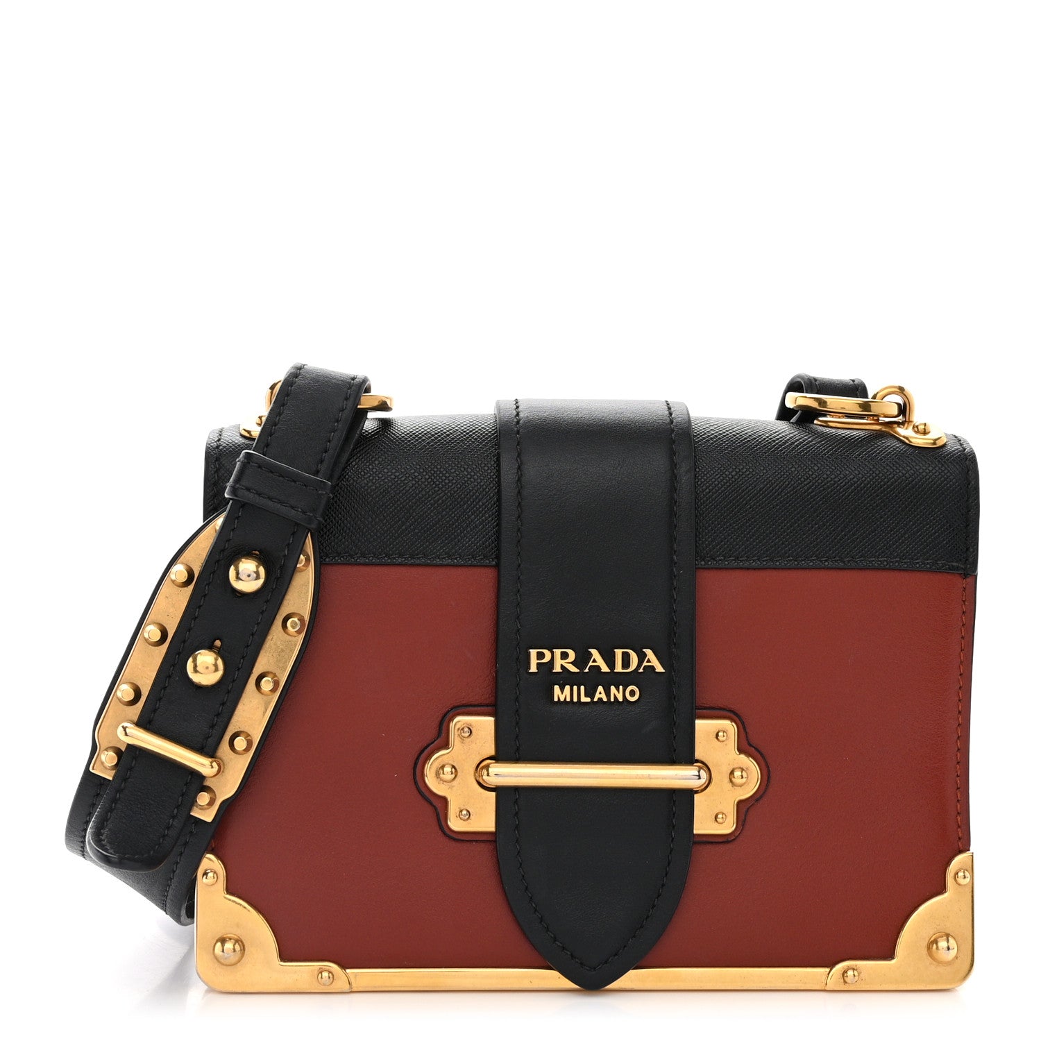 Prada City Calfskin Saffiano Cahier Bag Cotto Black 1 of 12