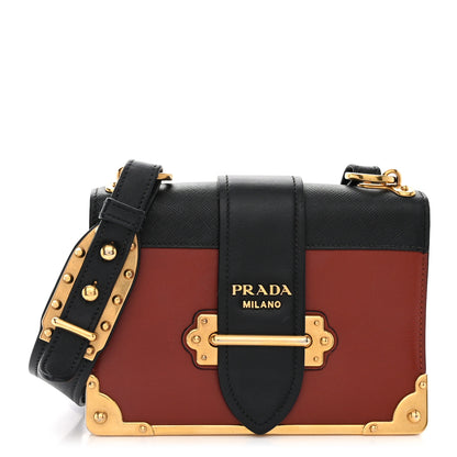 Prada City Calfskin Saffiano Cahier Bag Cotto Black 1 of 12