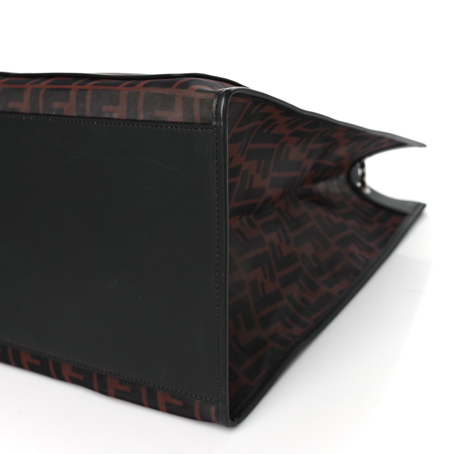 Fendi Mesh Vitello Century Cuoio FF 1974 Medium Runaway Shopper Tote Marrone Black Ebano 10 of 10