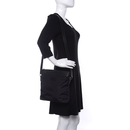 Gucci Nylon Monogram Dollar Calfskin Flat Messenger Bag Black 2 of 9