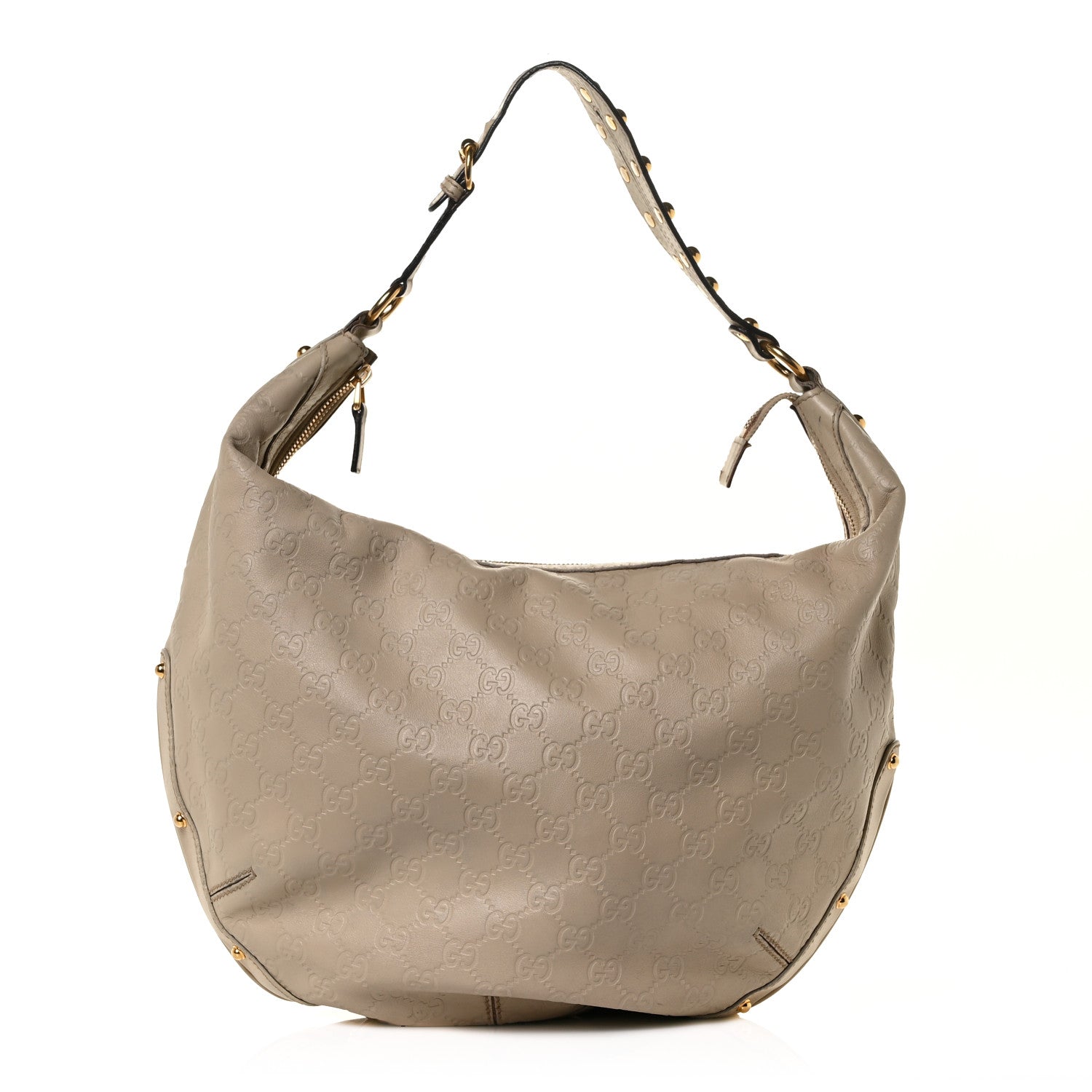 Gucci Guccissima Large Biba Studded Hobo Off White 1 of 9