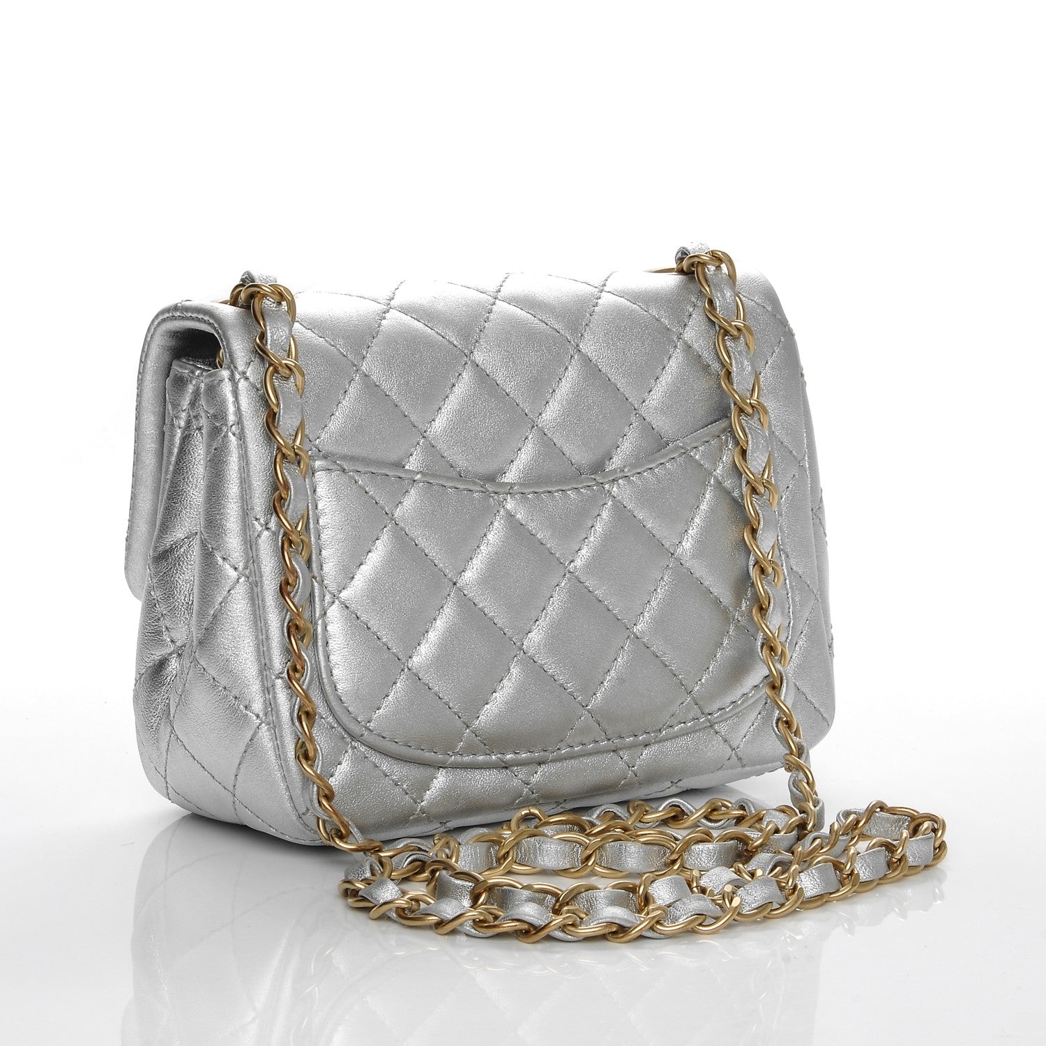 Chanel Metallic Lambskin Quilted Mini Square Flap Silver 3 of 7