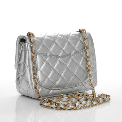 Chanel Metallic Lambskin Quilted Mini Square Flap Silver 3 of 7