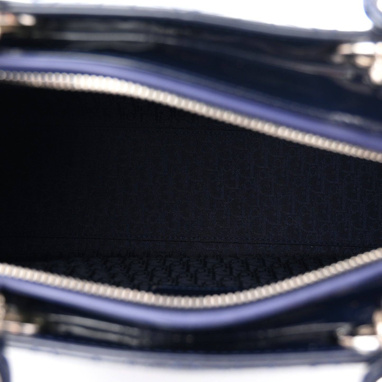 Patent Cannage Large Lady Dior Navy Blue