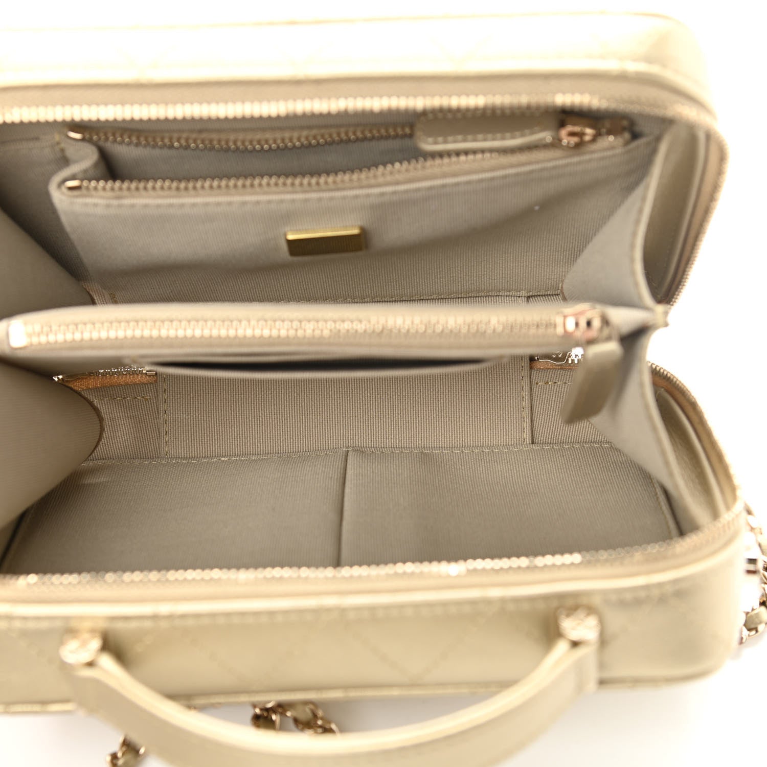 Chanel Metallic Lambskin Quilted Top Handle Vanity Case Gold 4 of 10