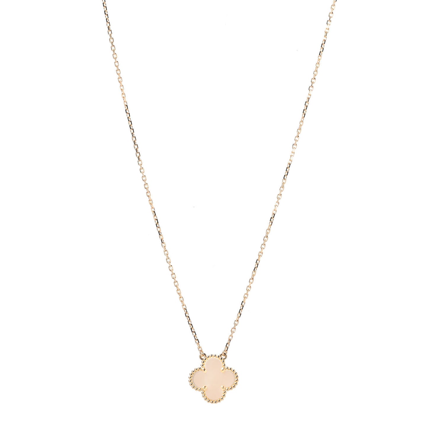 18K Yellow Gold Mother of Pearl Vintage Alhambra Pendant Necklace