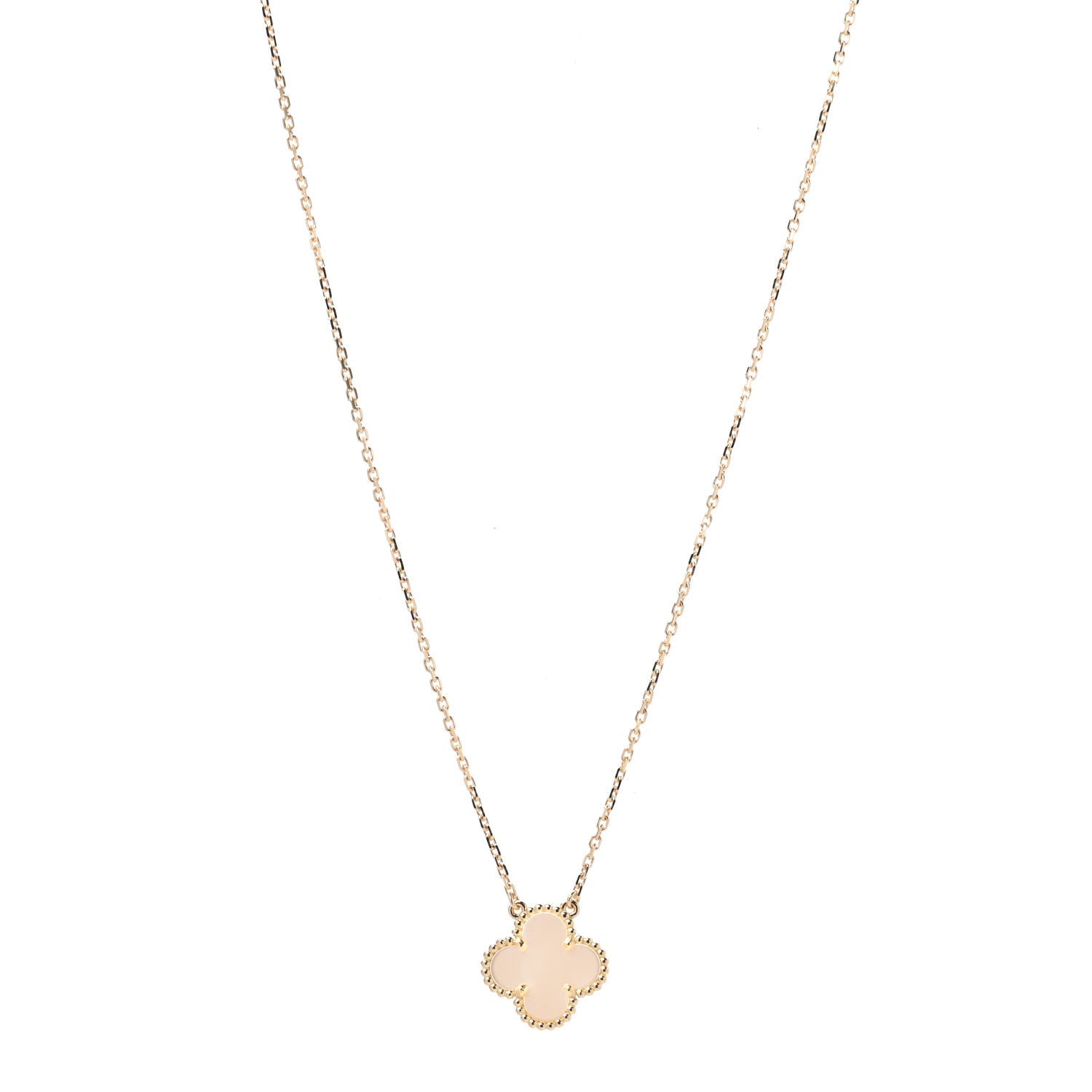 Van Cleef & Arpels 18K Yellow Gold Mother of Pearl Vintage Alhambra Pendant Necklace 1 of 6