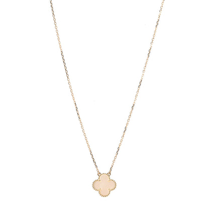 Van Cleef & Arpels 18K Yellow Gold Mother of Pearl Vintage Alhambra Pendant Necklace 1 of 6