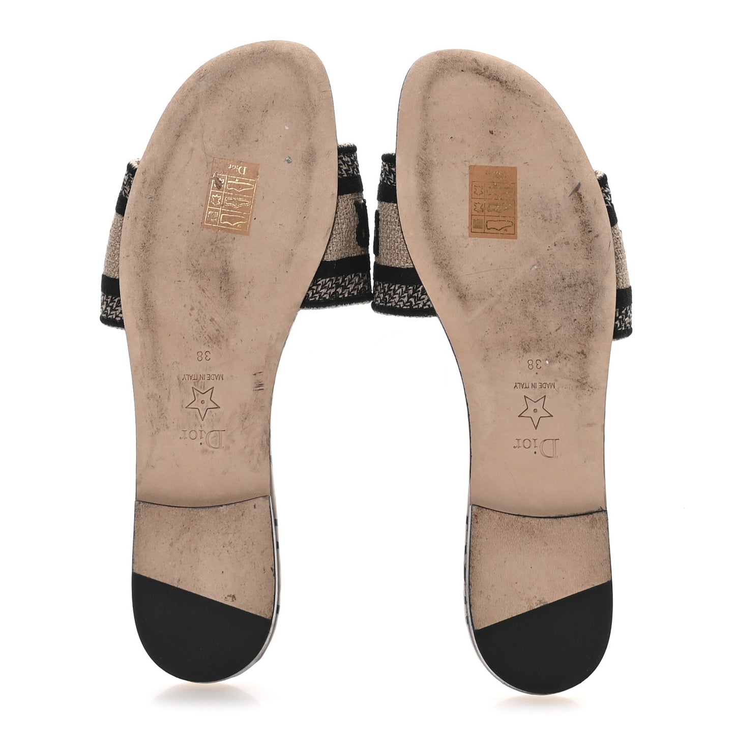 Canvas Union Embroidered Dway Flat Slide Sandals 38 Fard