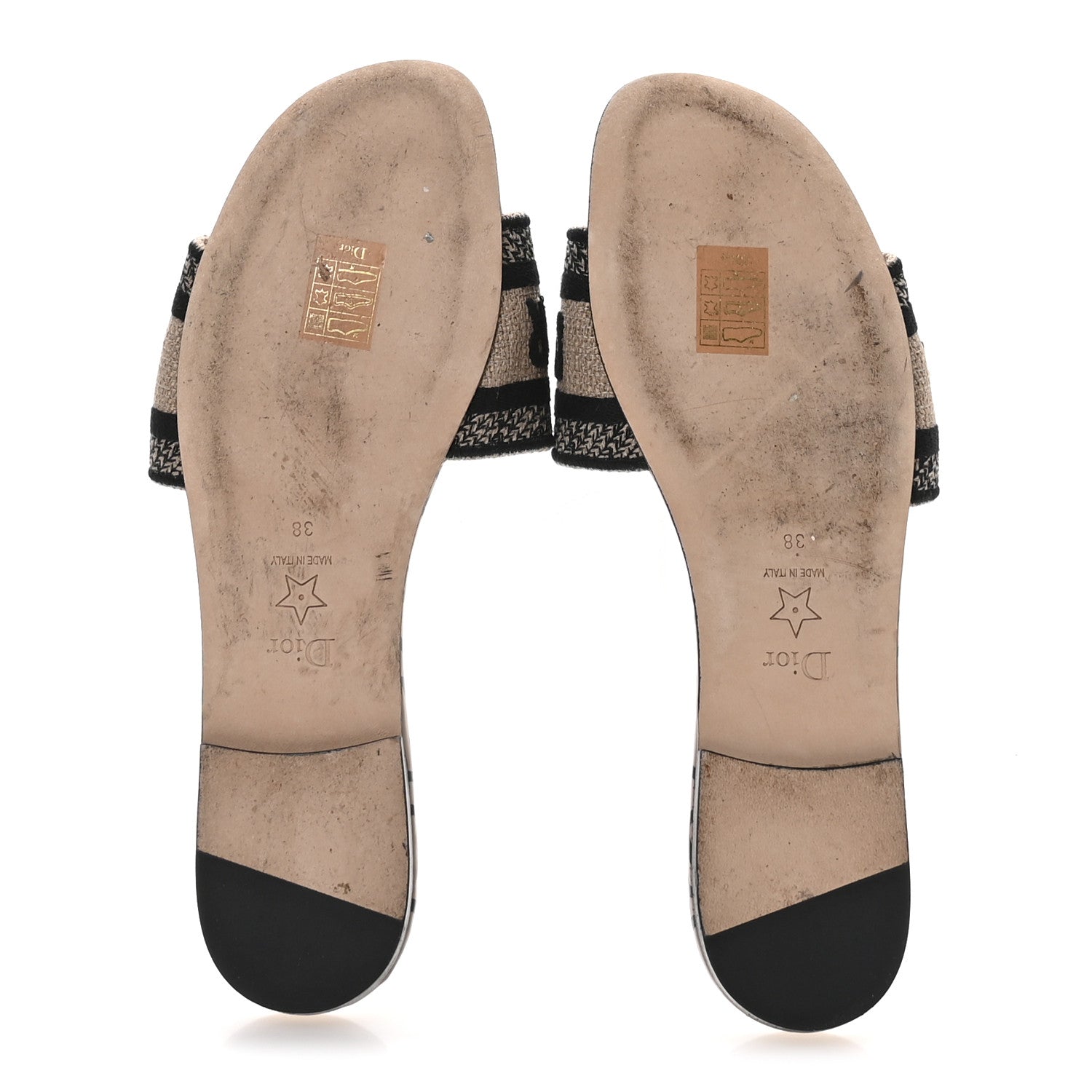Christian Dior Canvas Union Embroidered Dway Flat Slide Sandals 38 Fard 6 of 9