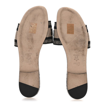 Christian Dior Canvas Union Embroidered Dway Flat Slide Sandals 38 Fard 6 of 9