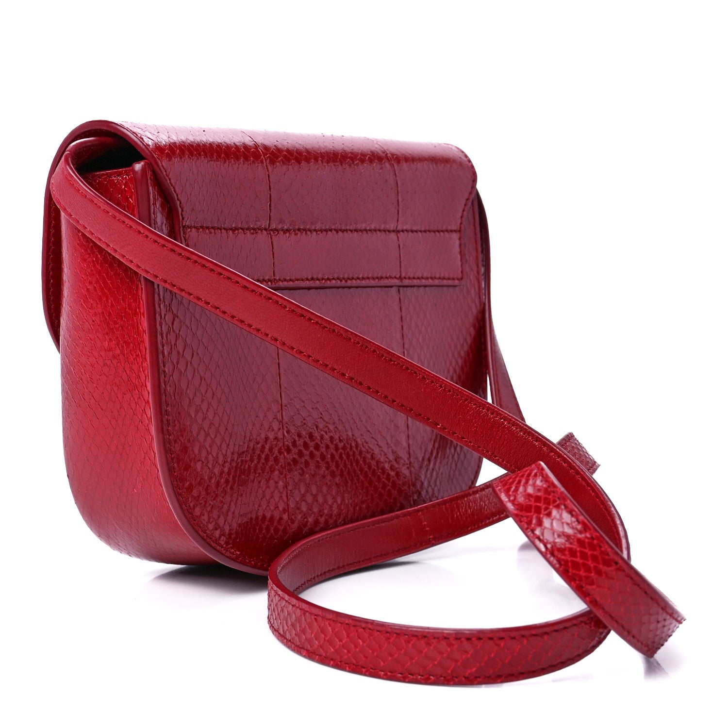 Saint Laurent Snakeskin Small Kaia Satchel Peach Red 3 of 16