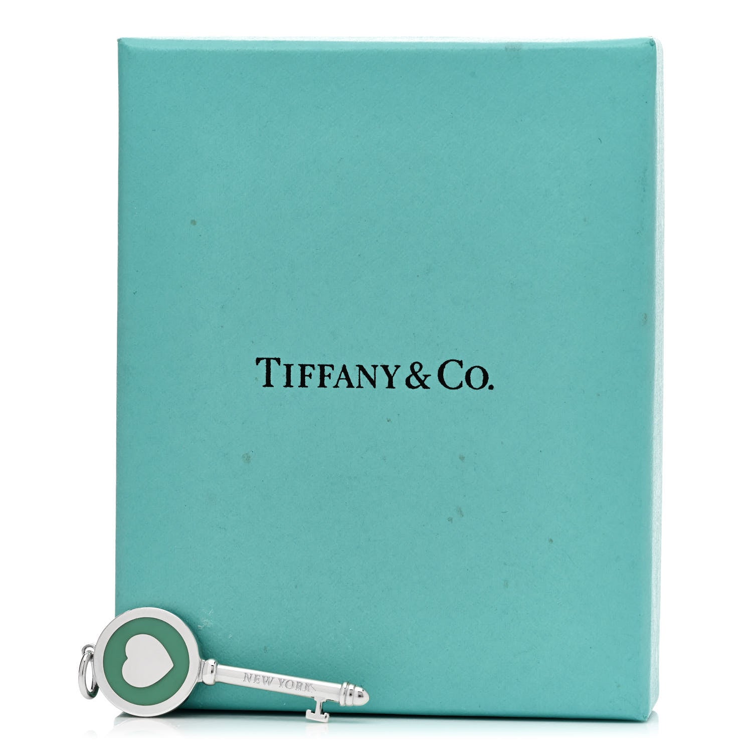 Tiffany Sterling Silver Enamel Heart Key Pendant Blue 5 of 5
