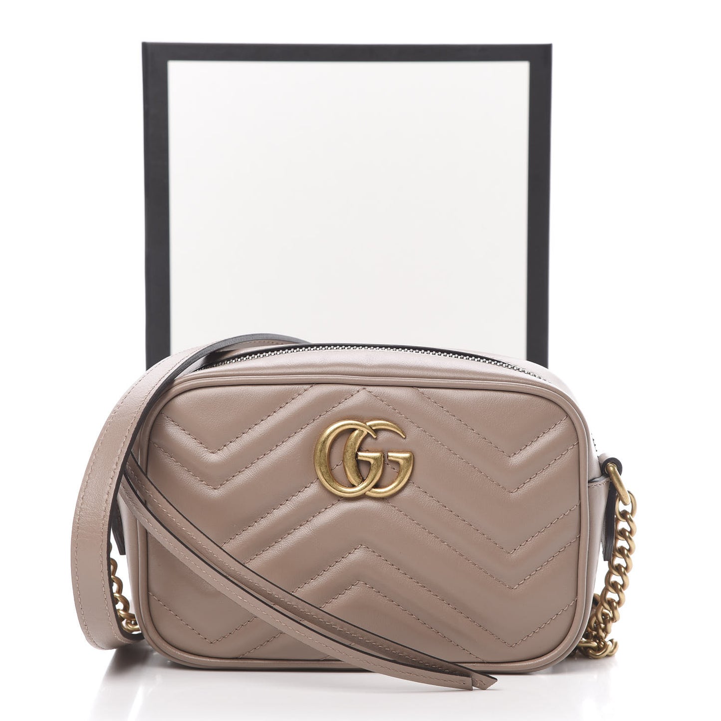 Calfskin Matelasse Mini GG Marmont Chain Shoulder Bag Porcelain Rose