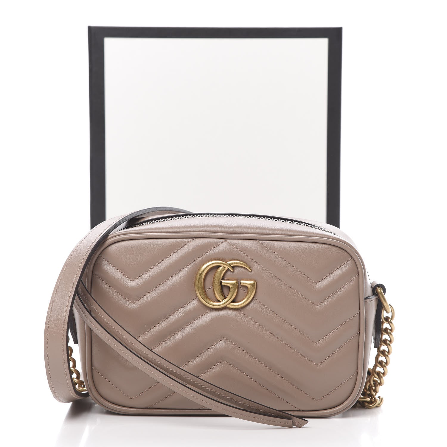 Gucci Calfskin Matelasse Mini GG Marmont Chain Shoulder Bag Porcelain Rose 15 of 15