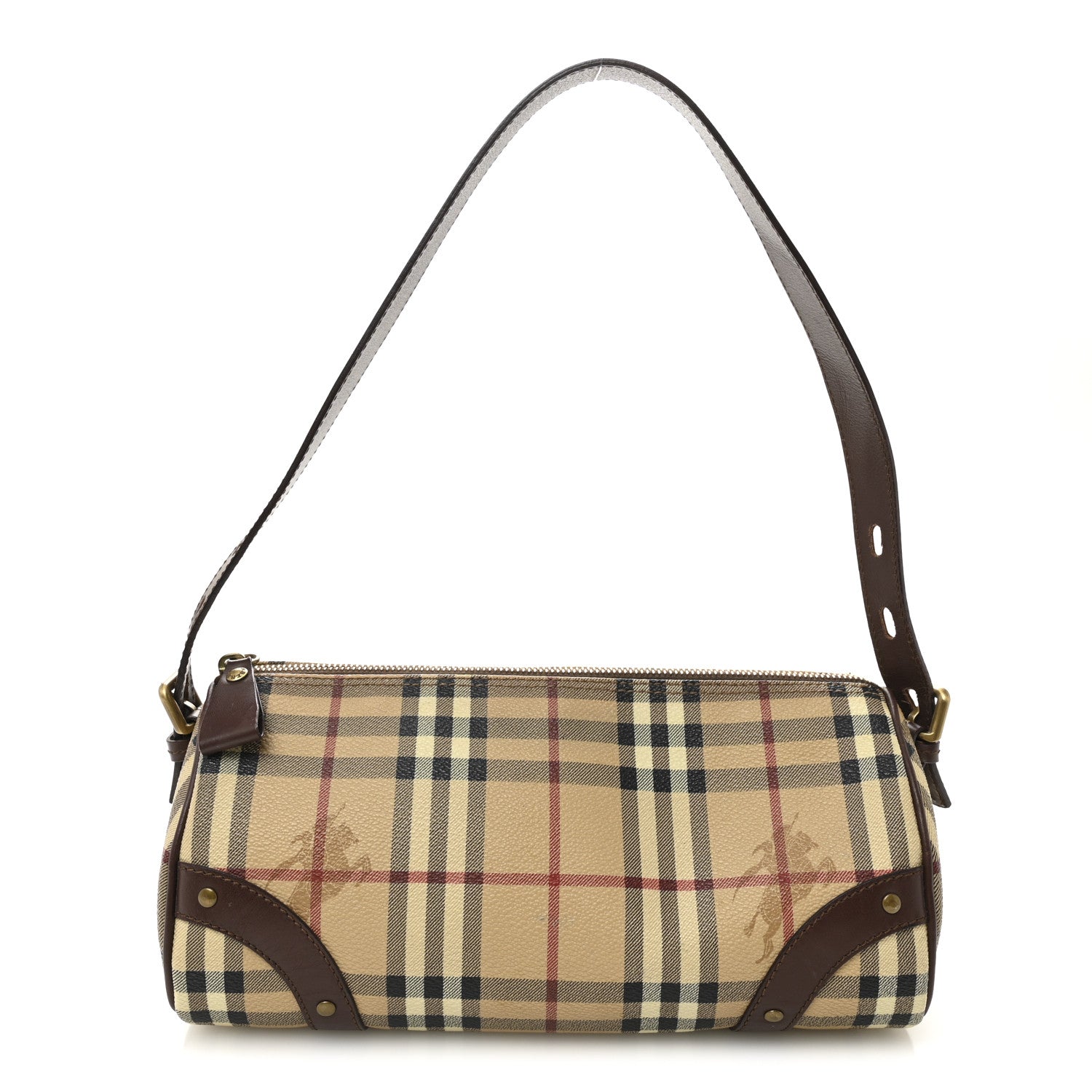 Burberry Haymarket Check Studded Barrel Bag Chocolate 1 of 12