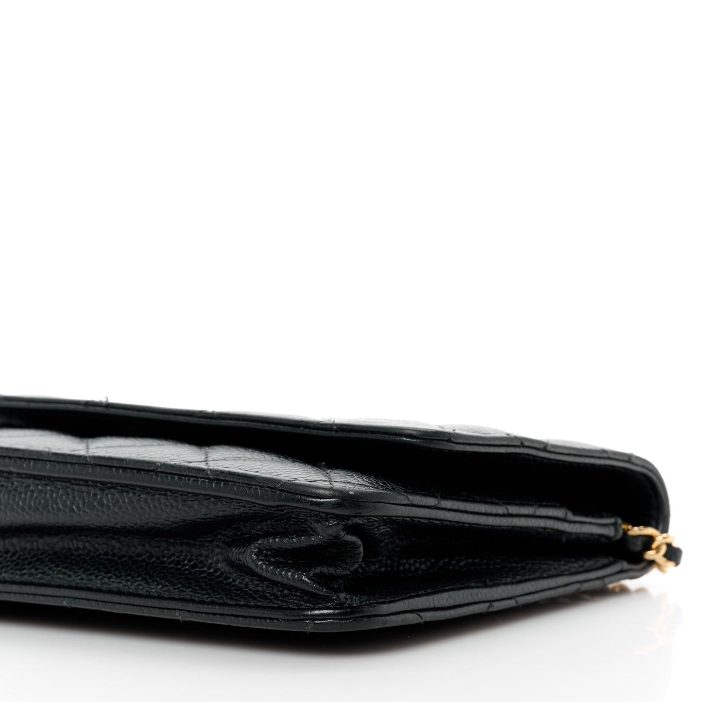Caviar Quilted Wallet on Chain WOC Black