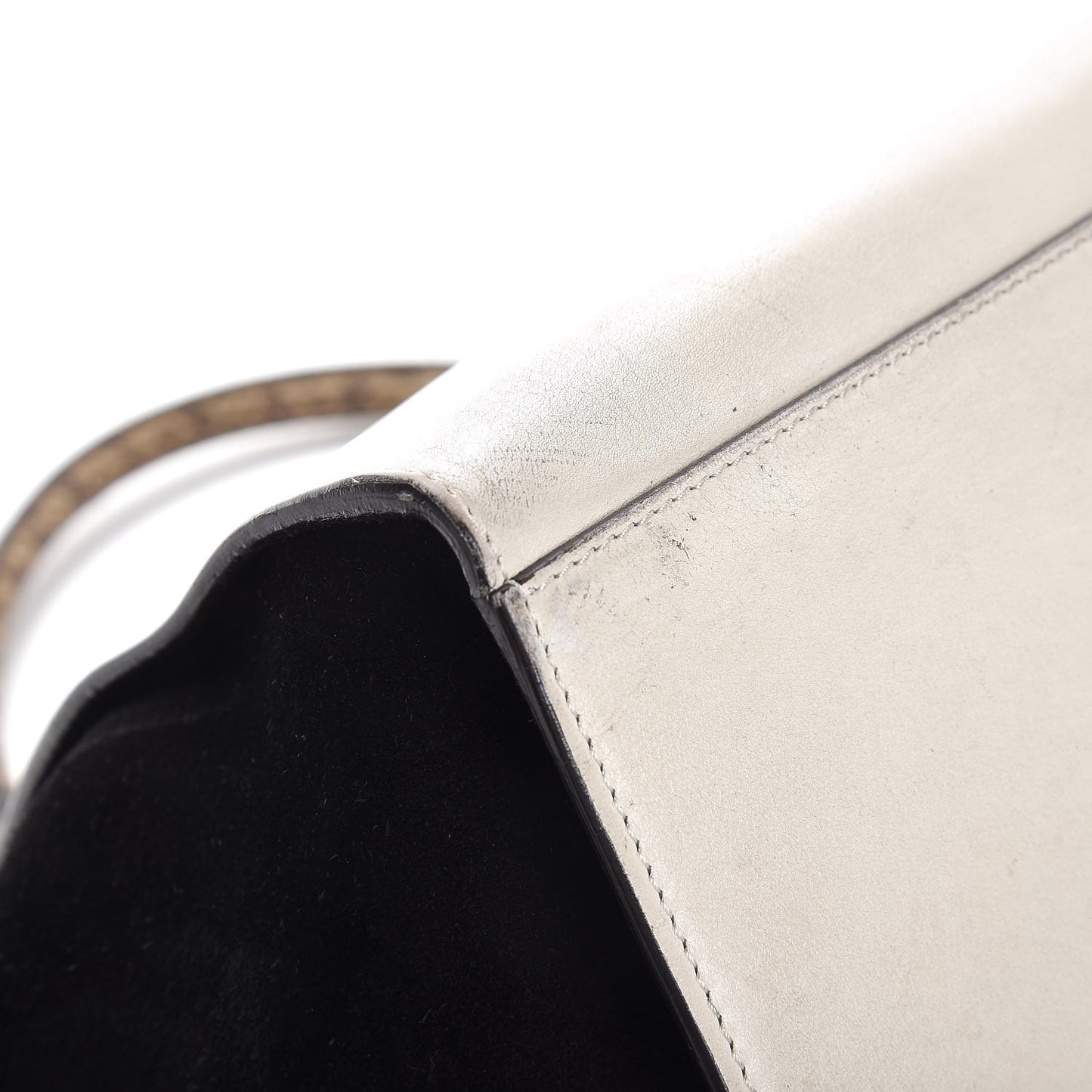 Calfskin Suede Whipsnake Medium Trapeze Black White