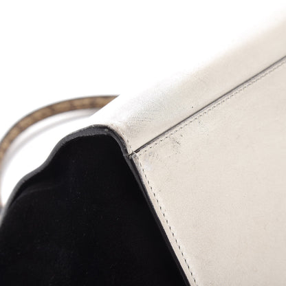 Celine Calfskin Suede Whipsnake Medium Trapeze Black White 16 of 18