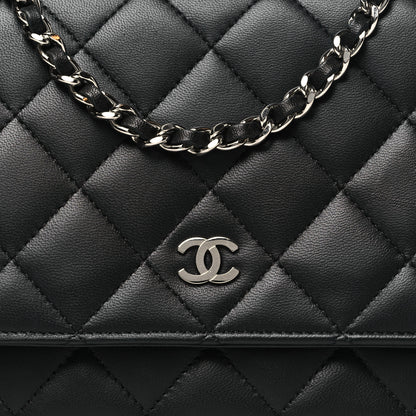 Chanel Lambskin Quilted Wallet On Chain WOC Black 10 of 13