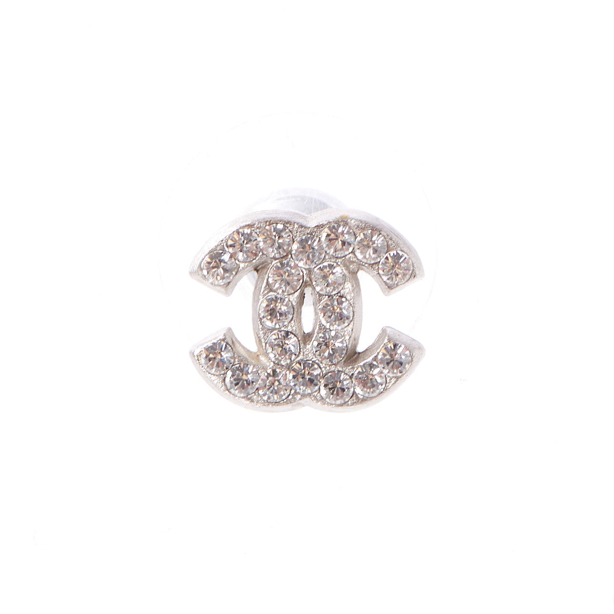 Chanel Crystal Mini Timeless CC Earrings Silver 2 of 7