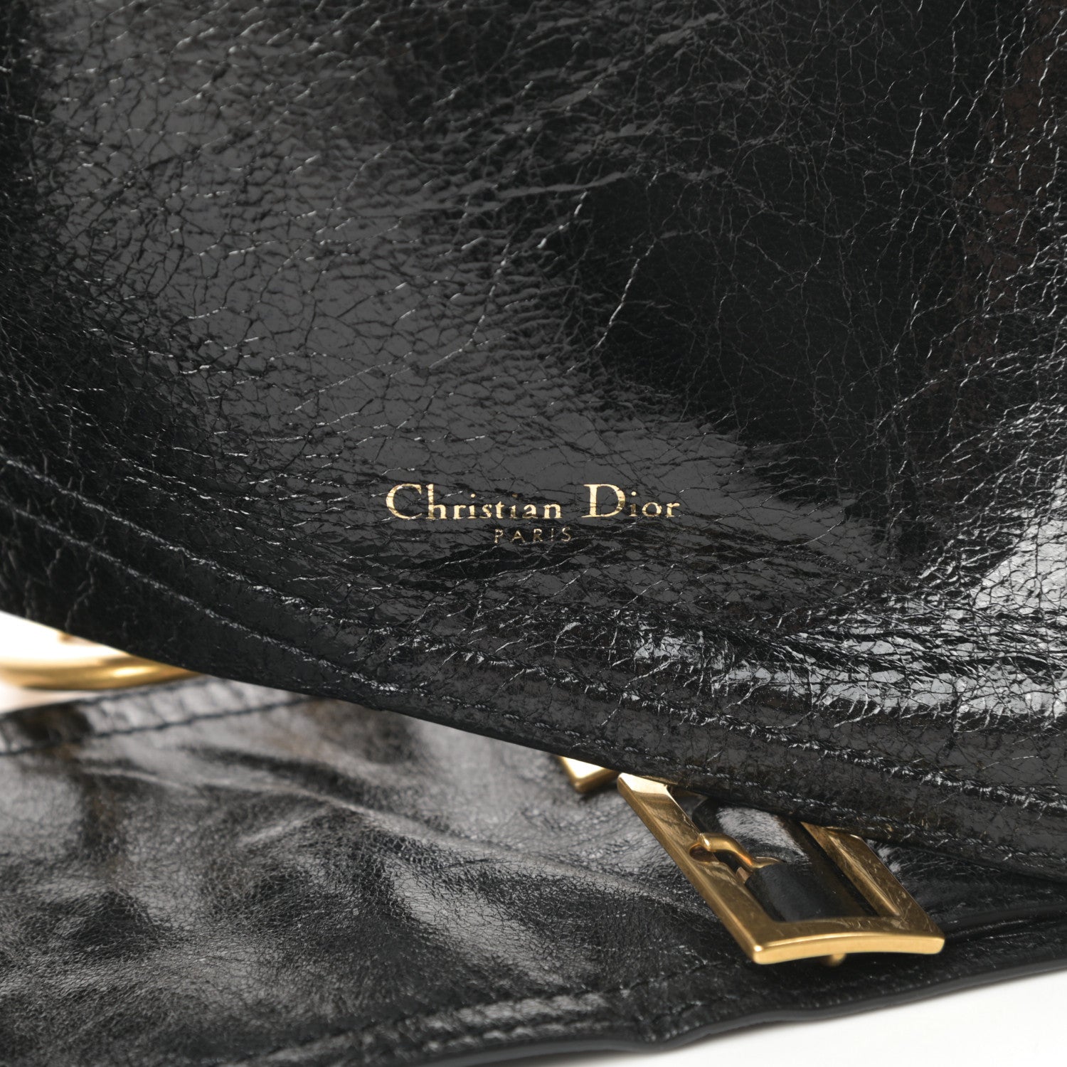 Christian Dior Crinkled Lambskin 135mm Saddle Belt Black 6 of 11