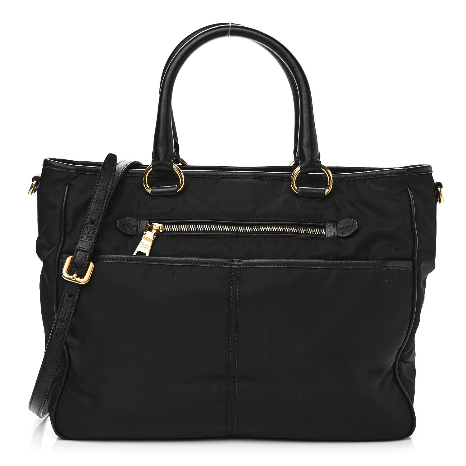 Prada Tessuto Nylon Calfskin Tote Black 1 of 13