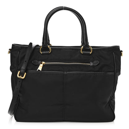 Prada Tessuto Nylon Calfskin Tote Black 1 of 13