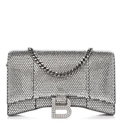 Balenciaga Strass Suede Hourglass Chain Bag Smoke Grey Crystal 1 of 9