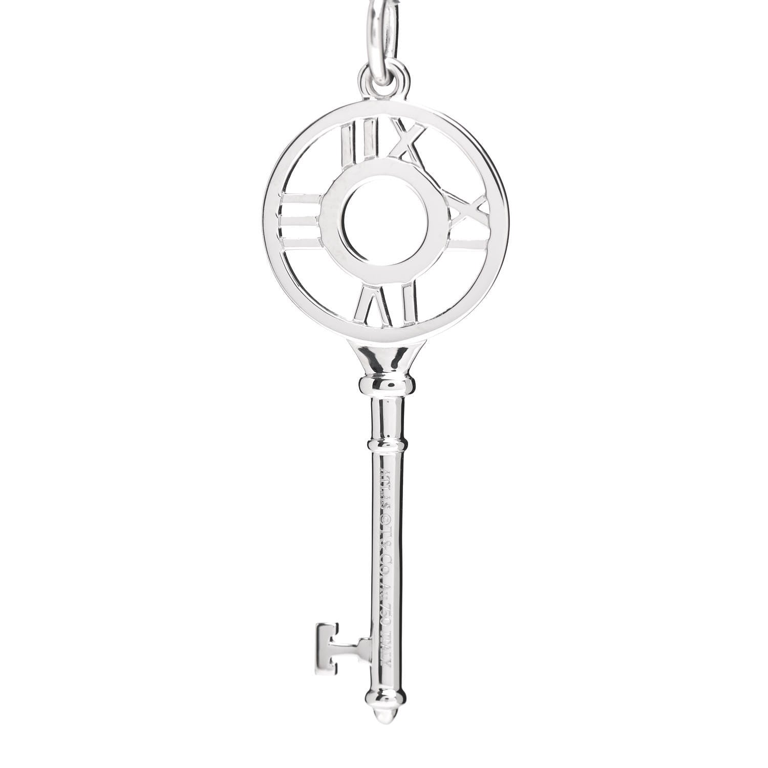 Tiffany 18K White Gold Diamond Atlas Key Pendant 3 of 3