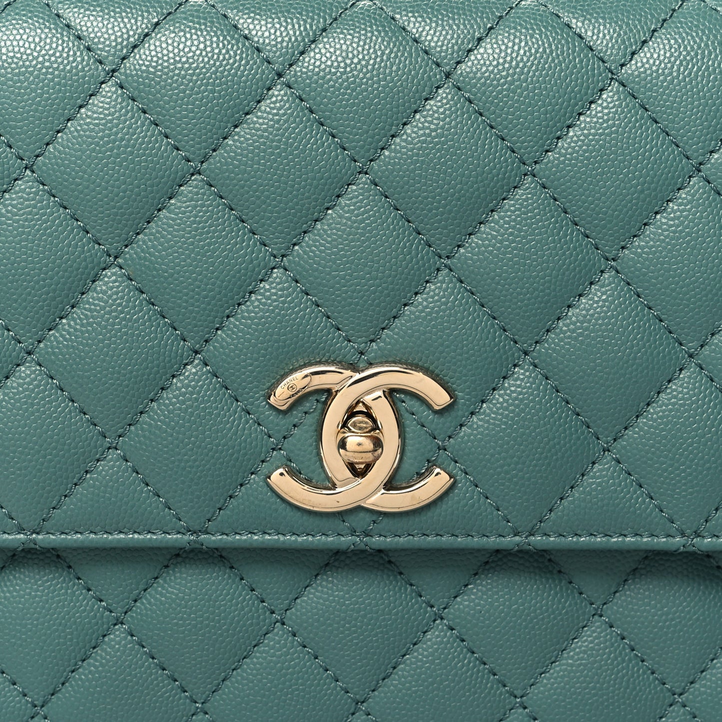 Caviar Quilted Small Coco Handle Flap Green