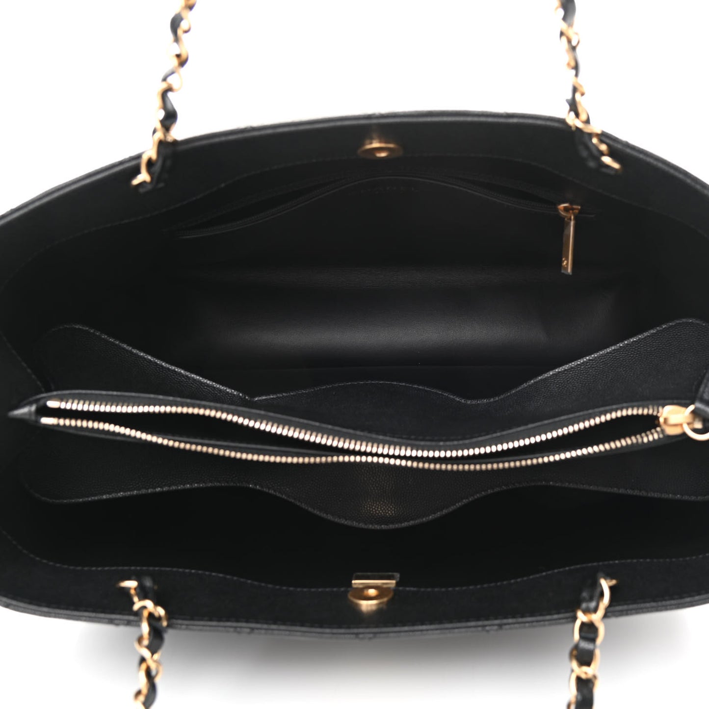 Caviar Quilted Small Shopping Tote Black