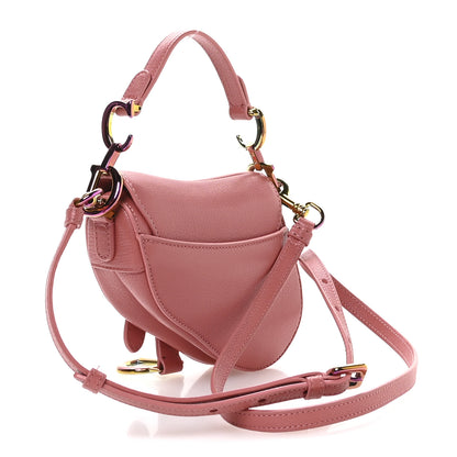 Christian Dior Goatskin Micro Saddle Bag With Strap Coral Powder 3 of 11
