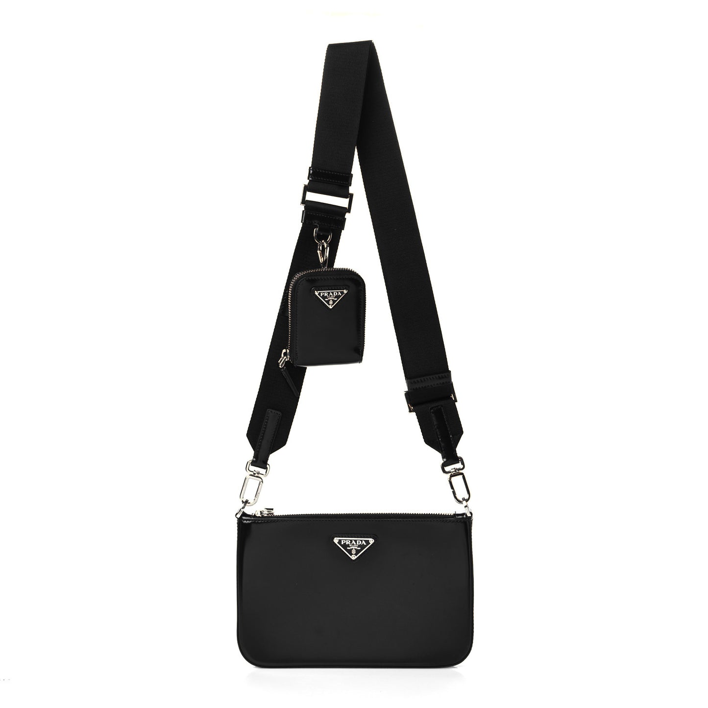 Spazzolato Pocket Pouch Shoulder Bag Black