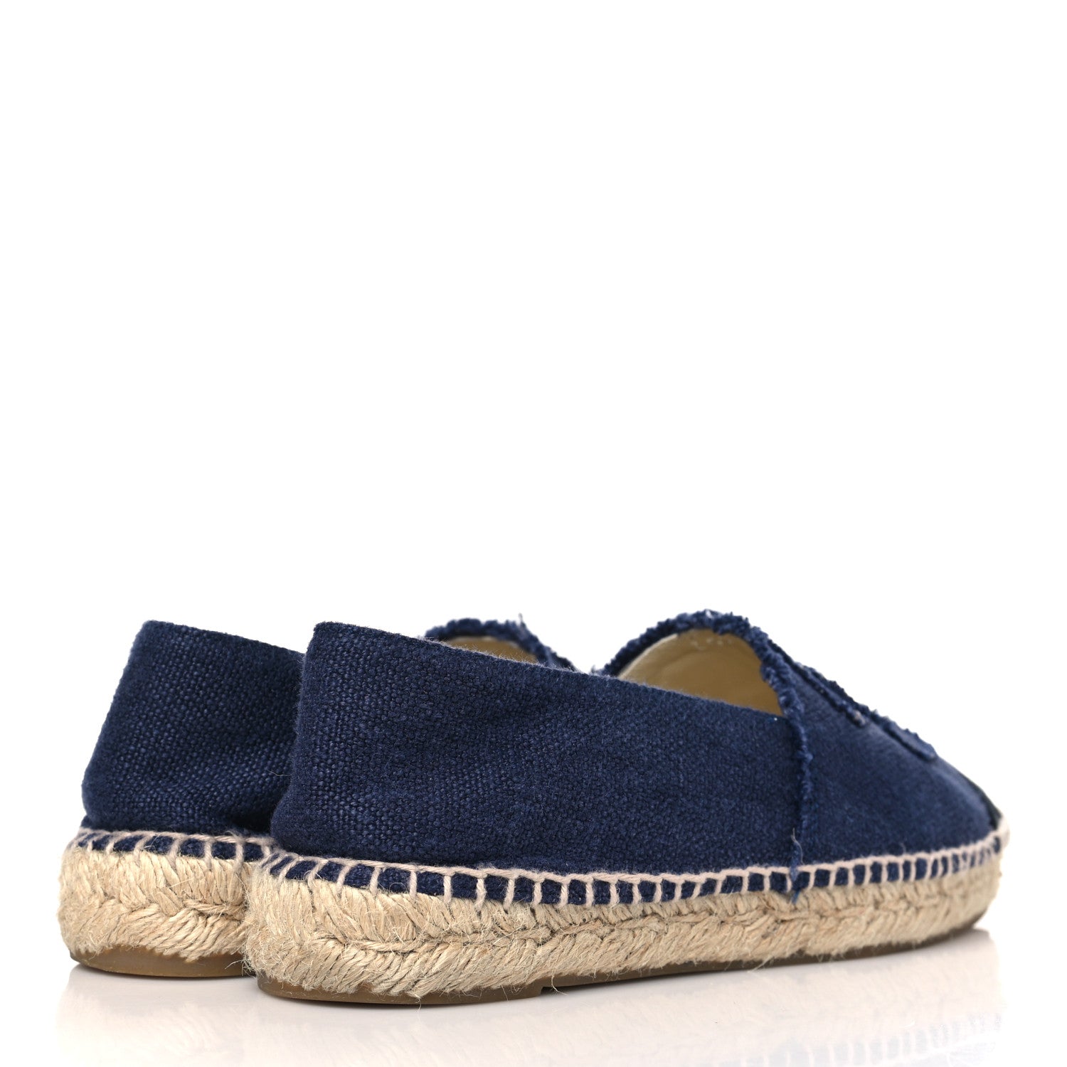 Chanel Denim Toile CC Espadrilles 37 Navy Black 4 of 9