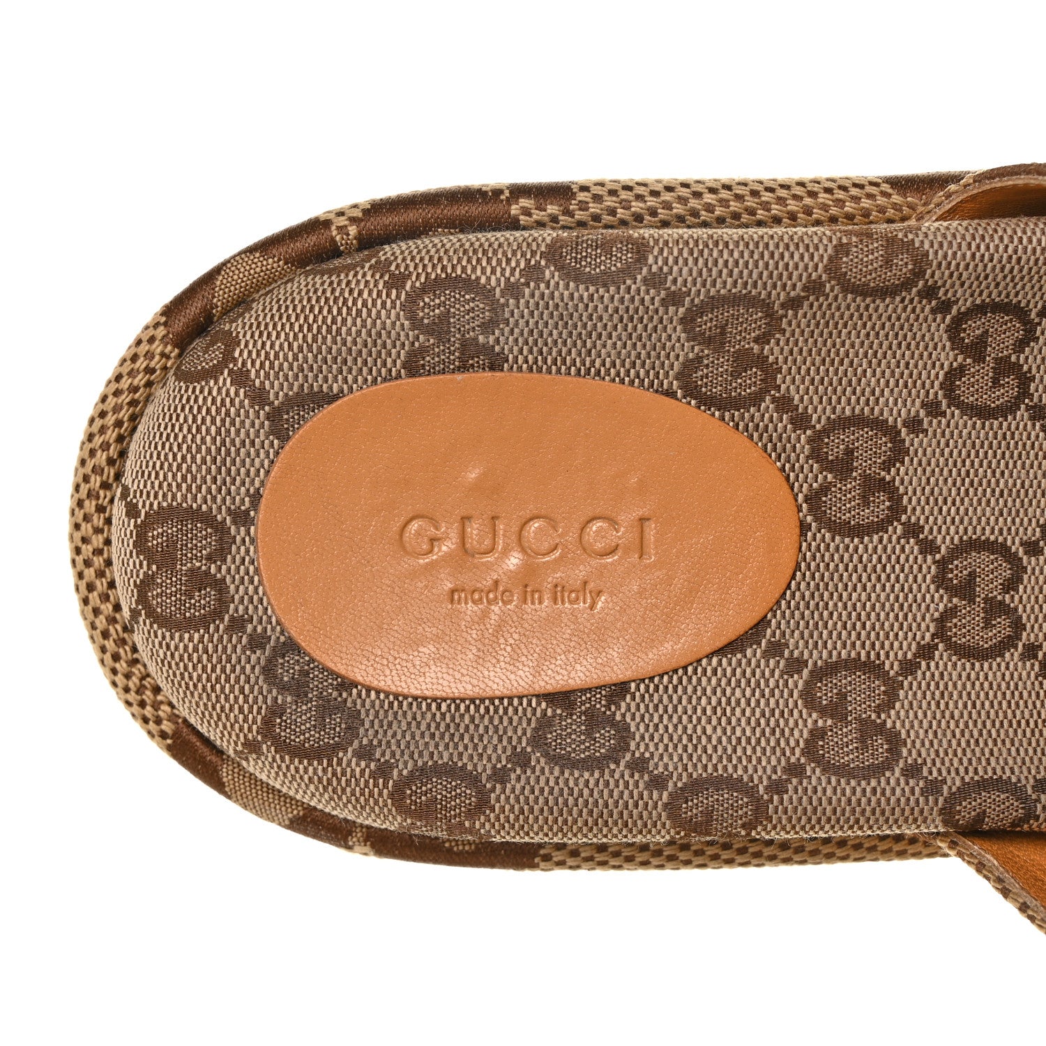 Gucci Monogram Jumbo GG Platform Slide Wedge Sandals 39 Camel Ebony 6 of 9