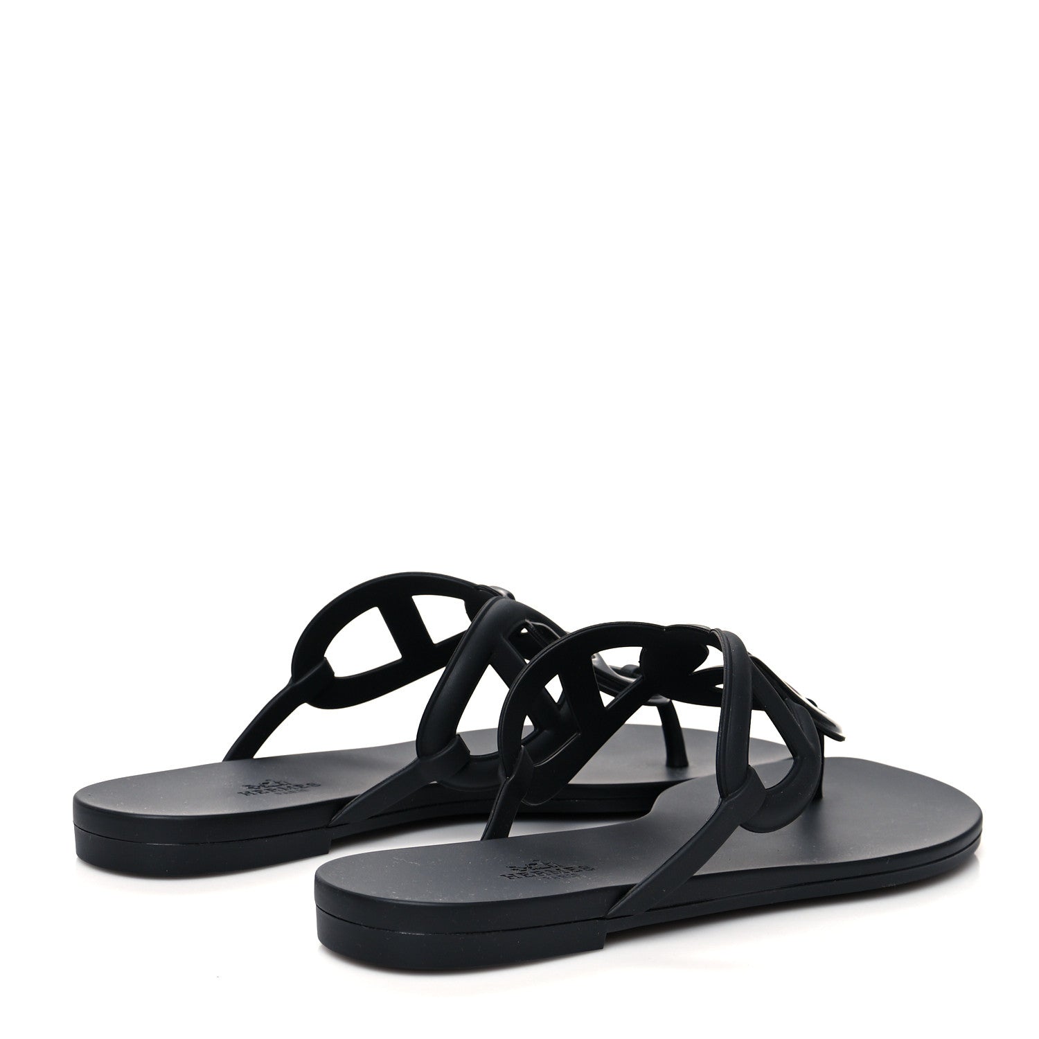Hermes Rubber Womens Egerie Sandals 40 Black 4 of 7