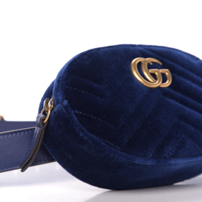 Gucci Velvet Matelasse GG Marmont Belt Bag 85 34 Cobalt Blue 6 of 9