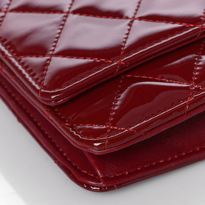 Chanel Patent Quilted Wallet On Chain WOC Red 9 of 12